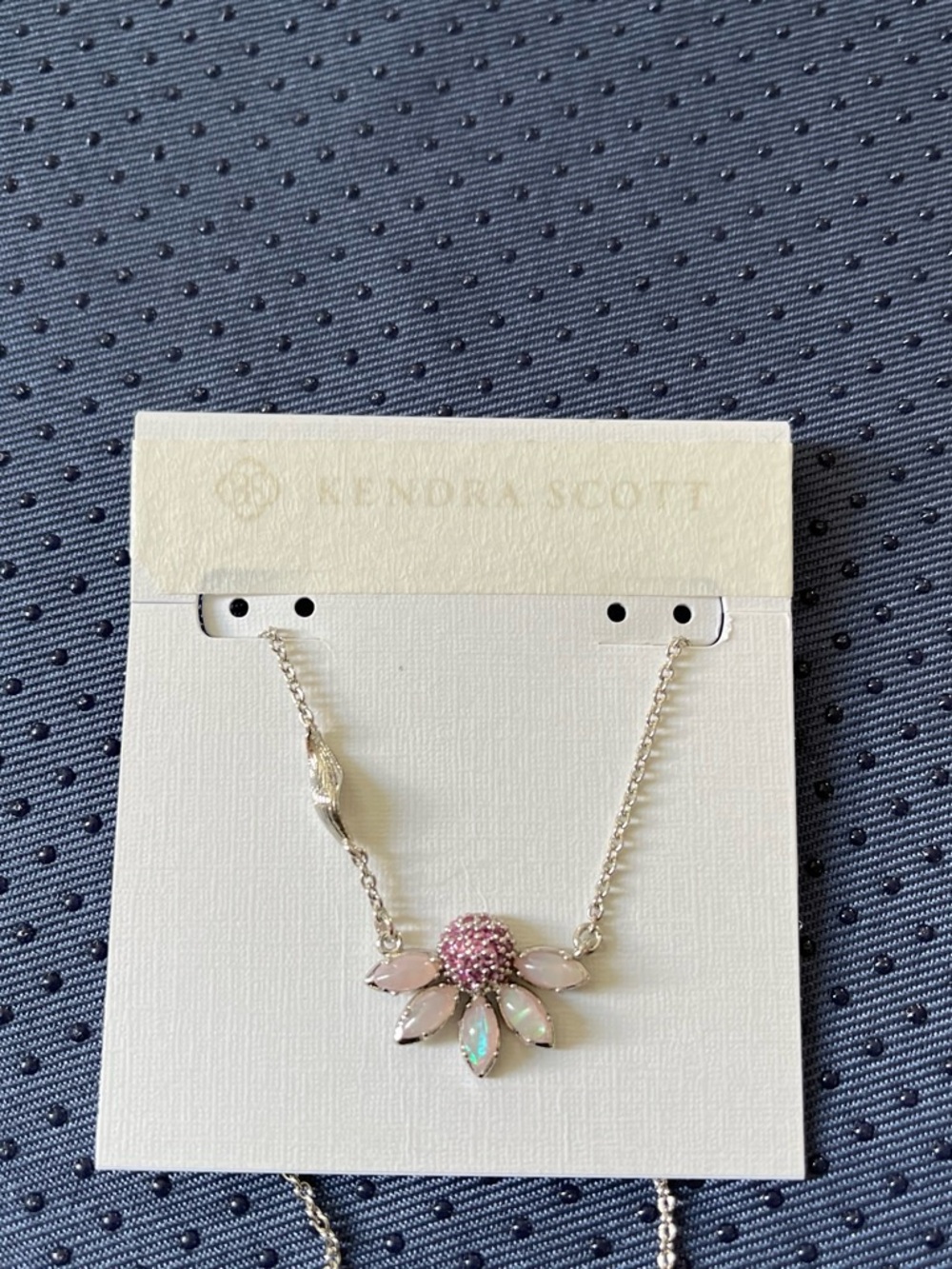 Kendra Scott Silver Pink Opal Floral Pendant Necklace